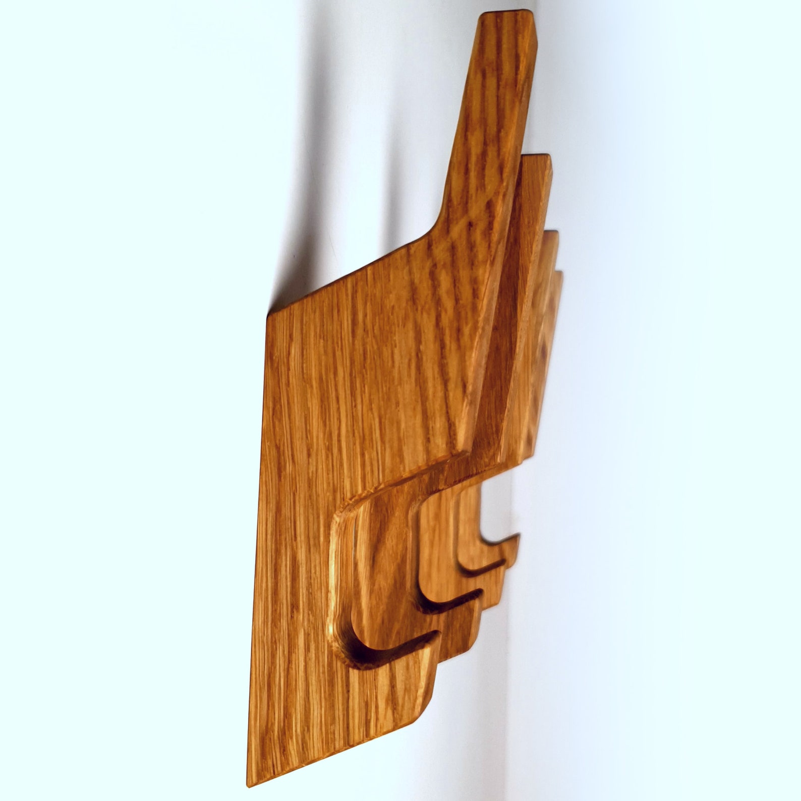 Oak Wood Wall Hooks. Wooden Wall Hanger Beautiful Natural Etsy