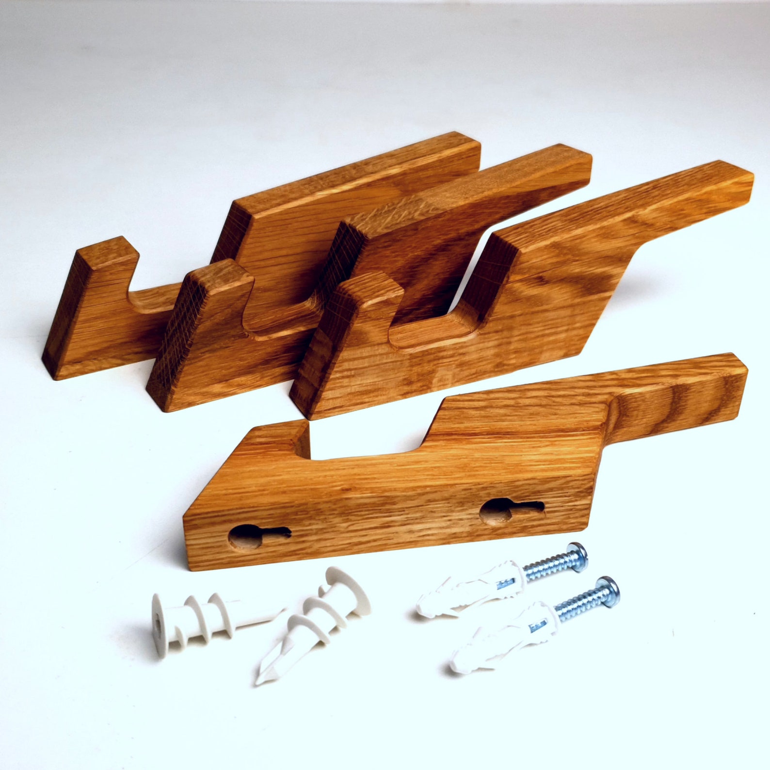 Oak Wood Wall Hooks. Wooden Wall Hanger Beautiful Natural Etsy