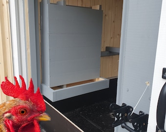 Chicken Feeder Plans, PDF. Wall Mounted Automatic Gravity Feeder, Backyard chicken coop equipment. [DIY VIDEO in Description]