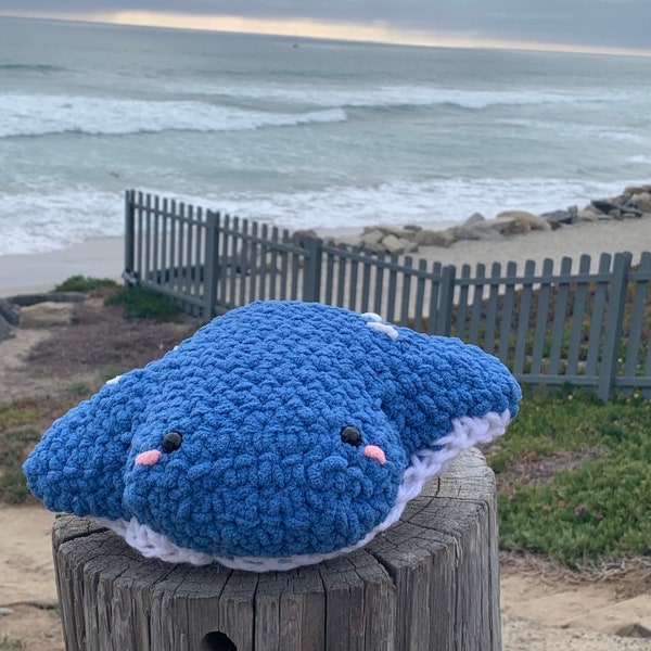 Soft Chunky Crochet Stingray Plushie Amigurumi Fluffy Chubby Stuffed