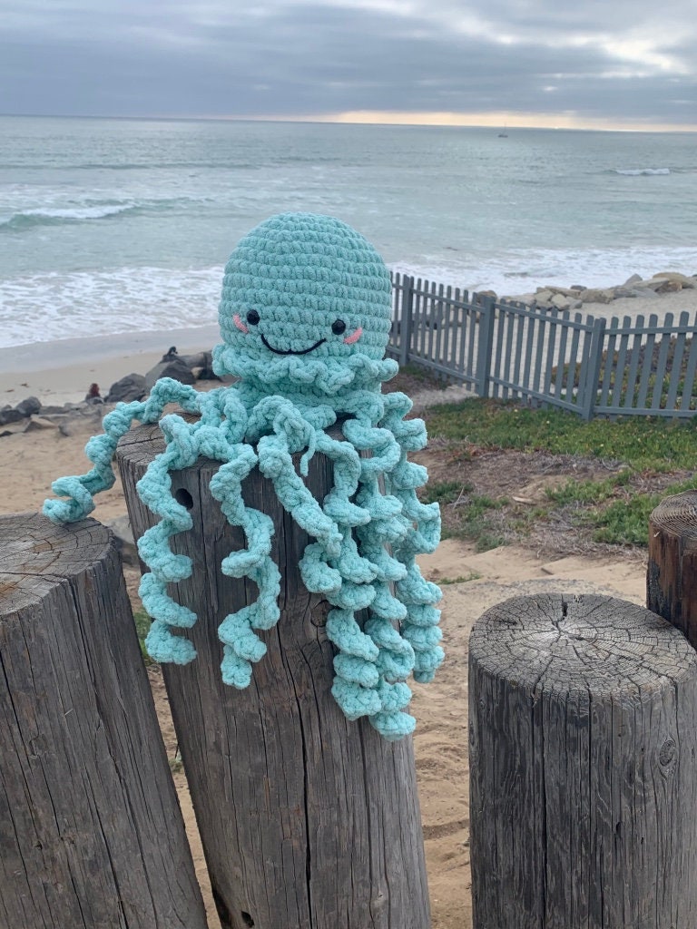 Soft Chunky Crochet Plushie Jellyfish Amigurumi Fluffy Chubby Stuffed