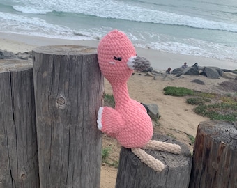 Soft Chunky Crochet Flamingo Plushie Amigurumi Fluffy Chubby Stuffed