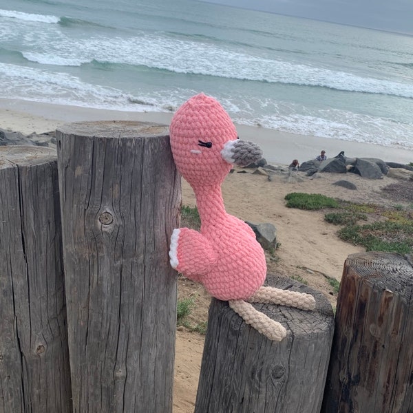 Soft Chunky Crochet Flamingo Plushie Amigurumi Fluffy Chubby Stuffed