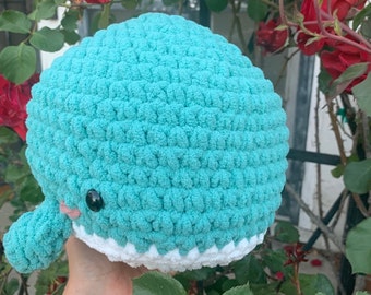 Soft Chunky Crochet Plushie Whale Amigurumi Fluffy Chubby Stuffed