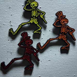 Grateful Dead Glitter Dancing Skelett Set med 3 Pins av: Always a Hoot Studios