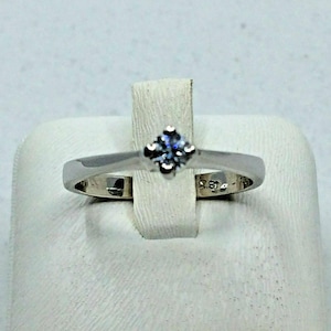 14k White Gold Solitaire Ring: Greek Handmade Cubic Zirconia, US Size 7
