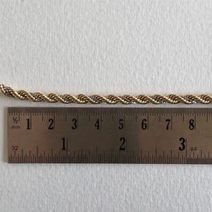Collar de cuerda trenzada de oro bicolor de 14 quilates con cadena de caja blanca de 19,7 pulgadas imagen 5