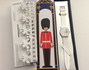 Swatch How Majestic Limited Edition Queen Elizabeth 70th Anniversary Jubilee GZ711 Brand New in Box with Papers
