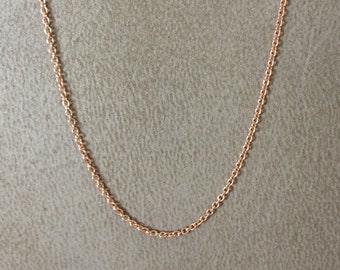 Women's Necklace 14k Rose Gold Cable Chain Length 17.83 inch Width 1.01 mm