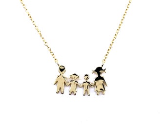 Timeless Greek Handmade 14k Yellow Gold Family Necklace by Florent