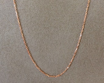 Women's Necklace 14k Rose Gold Cable Chain Length 17.83 inch Width 0.95 mm