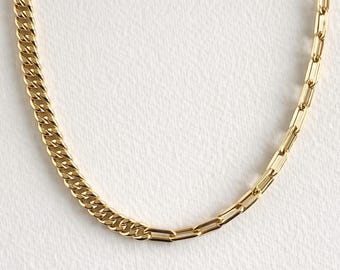 Collar de cadena de eslabones huecos de oro de 14 quilates, 18,2 pulgadas (7,9 mm)