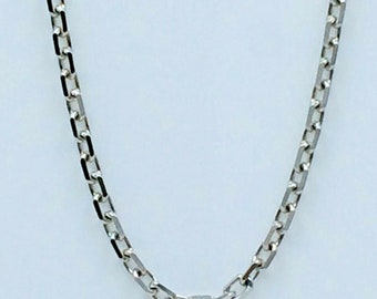 Unisex Necklace Solid 18k White Gold  Faceted Cable Chain 26.50 Inch Width 1.60 mm