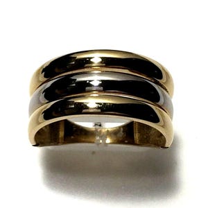 Multi-row ring in 14k bi-color gold – lustrous elegance, italian handmade
