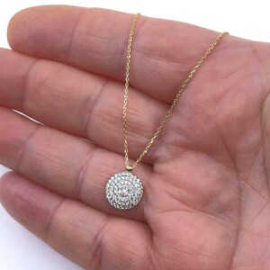 14k Yellow Gold CZ Circle Pendant Necklace: Greek Handmade Jewelry
