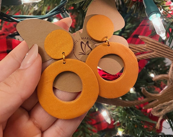 Golden Cutout Circle Hoops