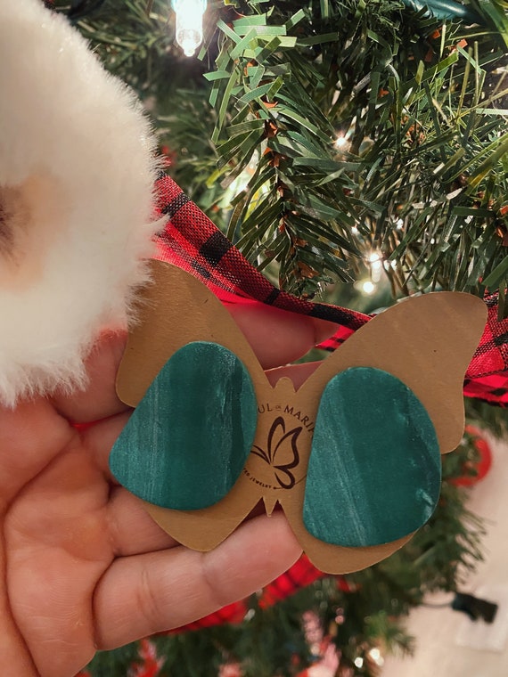 Green Marble Pebble Studs