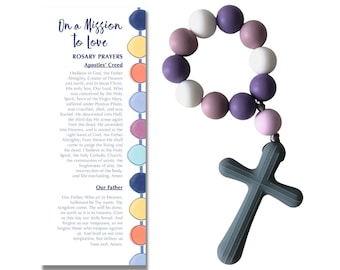 KIDS LENTEN DECADE Rosary + Prayer Card | Silicone Rosary | Kids Rosary | Rosary Book | Catholic Gift