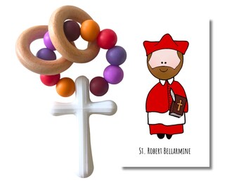 ST. ROBERT BELLARMINE | Silicone Rosary | Baby's First Rosary | Catholic Baby Gift | Baby Shower | Baptism