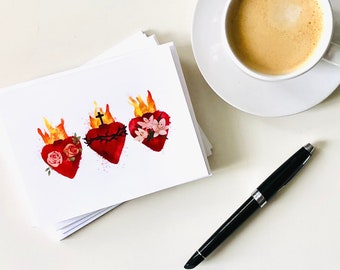 Hearts of the Holy Family | Catholic Note Cards | Set of 8