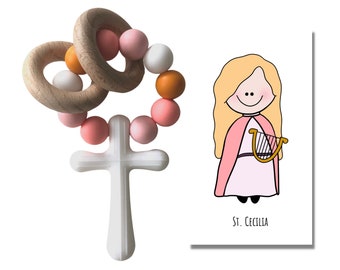 ST. CECILIA Silicone Rosary | Baby's First Rosary | Catholic Baby Gift| Baby Shower | Baptism