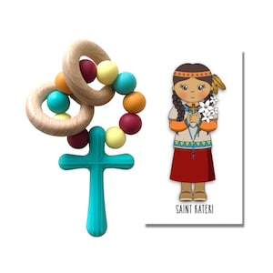 ST. KATERI TEKAKWITHA  Silicone Rosary | Baby&#39;s First Rosary | Catholic Baby Gift | Baby Shower | Newborn | Baptism