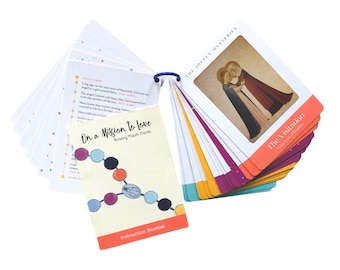 Jumbo-Sized ROSARY FLIP CARD Set for Catholic Kids | First Communion | Confirmation |  Storage Pouch