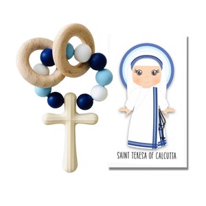 ST. MOTHER TERESA Silicone Rosary | Baby&#39;s First Rosary | Catholic Baby Gift | Baby Shower | Baptism