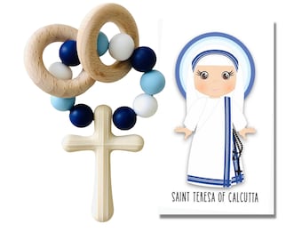 ST. MOTHER TERESA Silicone Rosary | Baby's First Rosary | Catholic Baby Gift | Baby Shower | Baptism