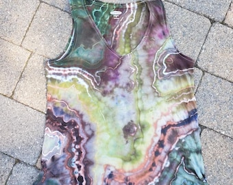 women’s xs tank top ice dye geode earthy