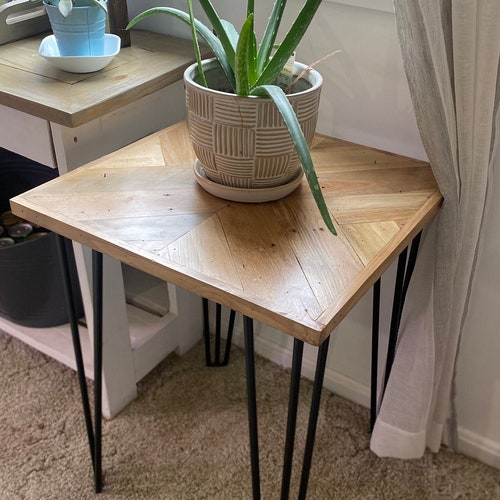 Herringbone Table Shelf Storage Custom Woodworking Coffee Etsy