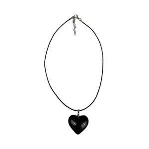 Black Glass Heart Necklace Y2k Grunge Necklace Heart Choker Black Heart ...