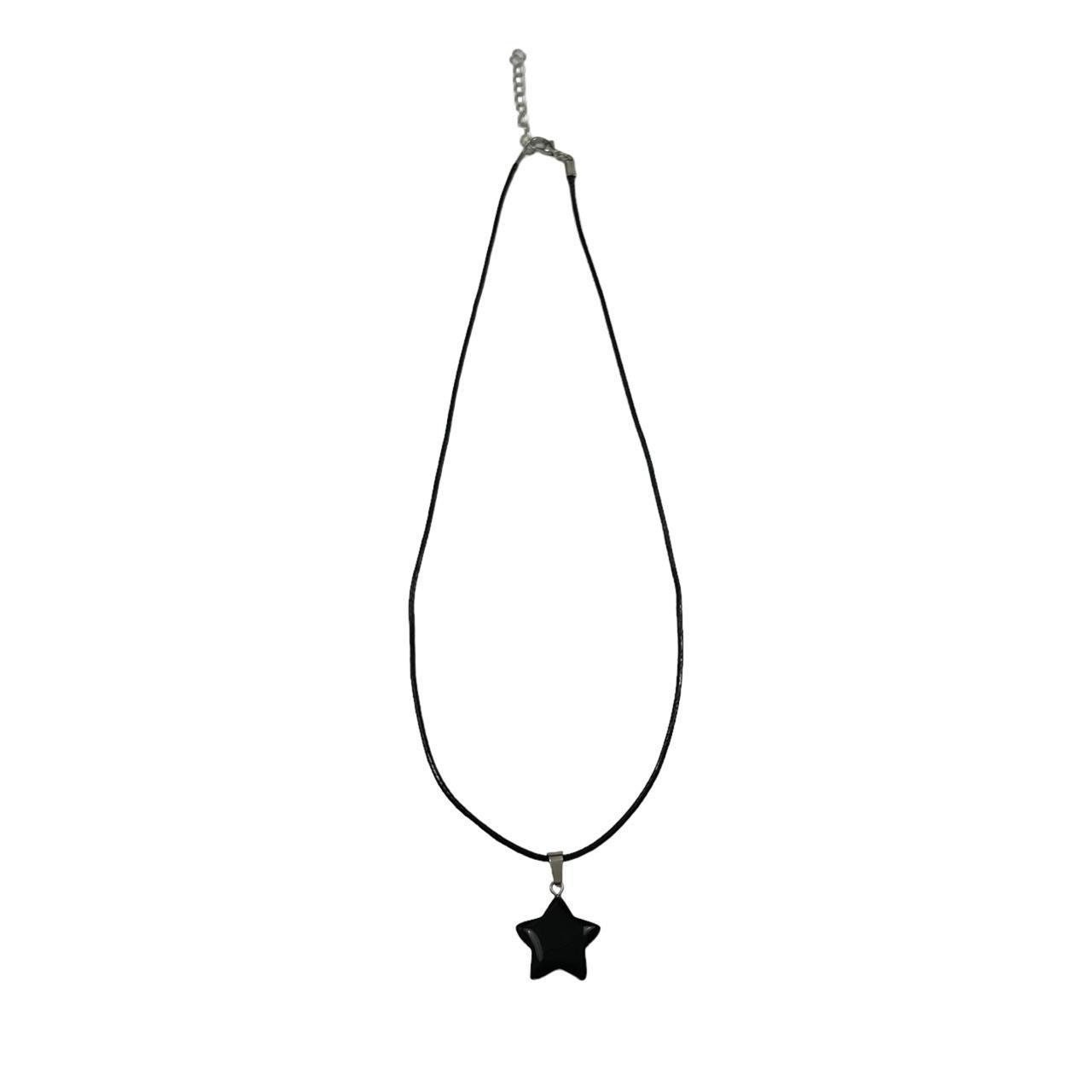 Black Star Necklace Black Cord Necklace Handmade Necklace 