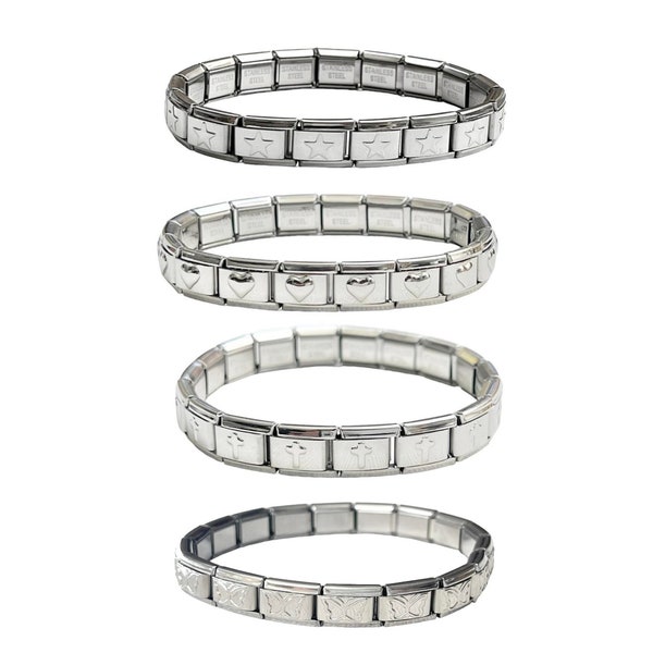 silver italian charm bracelet - star, heart, cross, or butterfly - stainless steel jewelry - handmade charm bracelet | handmade in usa