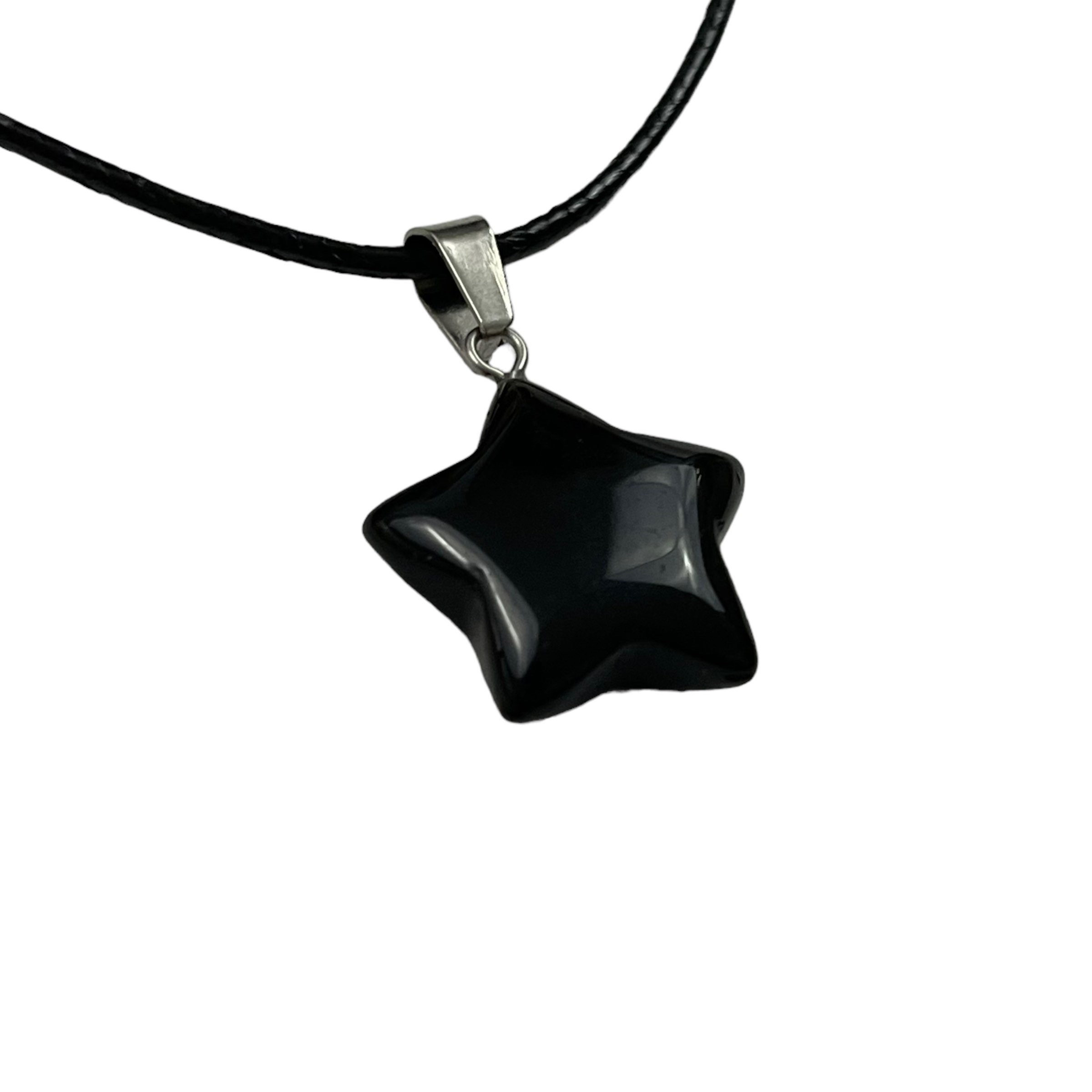 Black Star Necklace Black Cord Necklace Handmade Necklace 