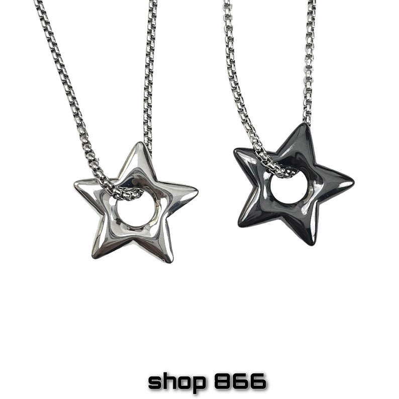 Puffy Star Pendant Necklace Silver or Black Star Hole Custom - Etsy