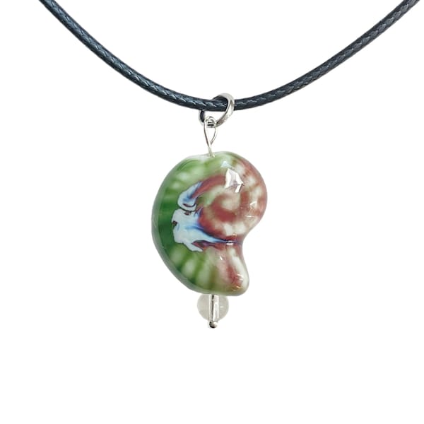 ceramic snail shell necklace | ceramic porcelain beads | mermaid core siren core | corded or stainless steel snake chain green ocean sea