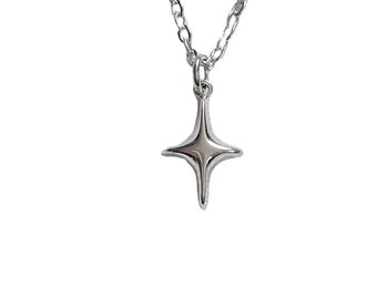 collier pendentif étoile scintillante argentée | collier fait main | collier étoile argentée en acier inoxydable | bijoux faits à la main | espace céleste