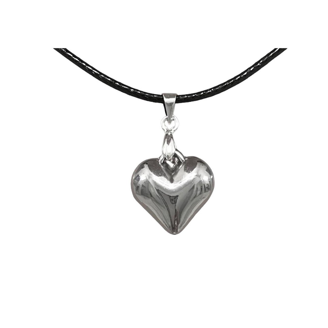 Silver Heart Pendant Necklace Y2k Grunge Necklace Heart Etsy