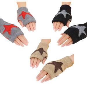 knit star fingerless gloves | black, tan, gray | arm warmers | star gloves | knit crochet gloves | hand warmers | y2k gloves | grunge gloves