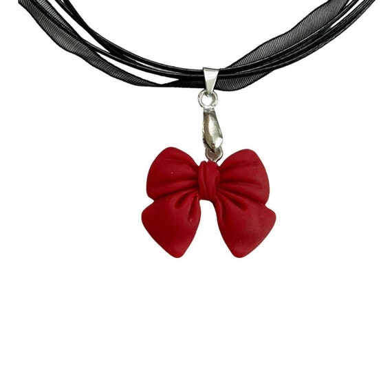 Red on sale bow necklace