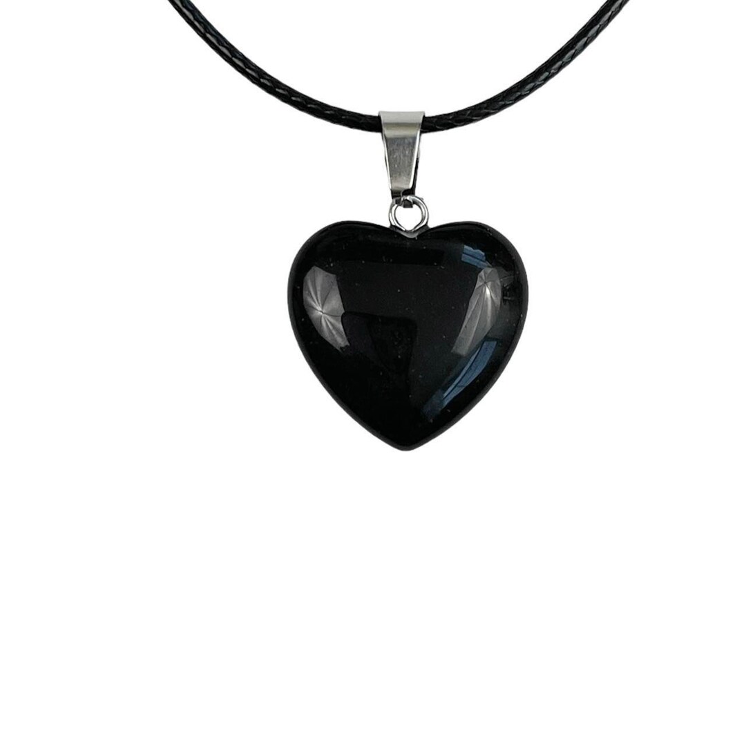 Black Glass Heart Necklace Y2k Grunge Necklace Heart Choker Black Heart