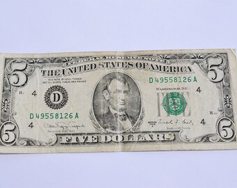 Old Five Dollar Bill Etsy