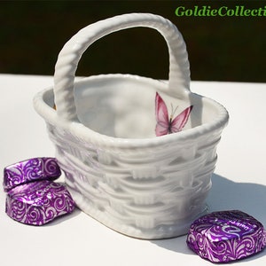 Vintage Ceramic Decorative Basket from France