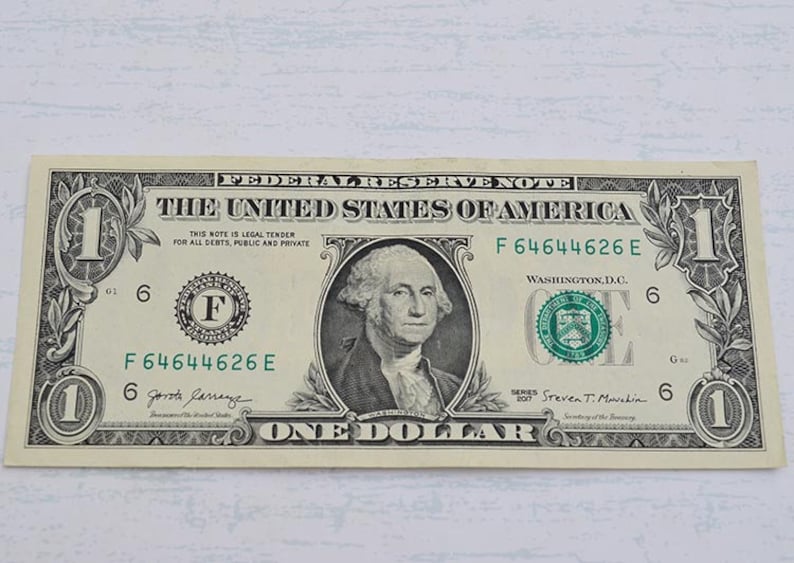 1 Dollar Bill Collectible Rare One Dollar Fancy Serial Number Etsy