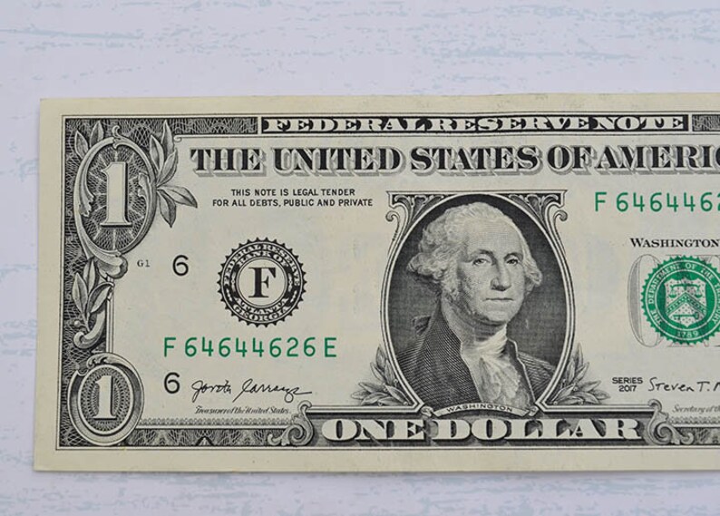 1 Dollar Bill Collectible Rare One Dollar Fancy Serial Number Etsy