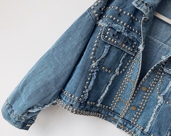 Giacca jeans con borchie | Etsy Italia