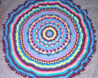 Crochet mandala blanket 5 colors girls spring flower theme custom blanket