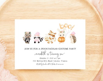 Costume Birthday Party Invitation | Halloween Birthday Party Invite | October Girl Birthday Party Invitation | Instant Download, N173