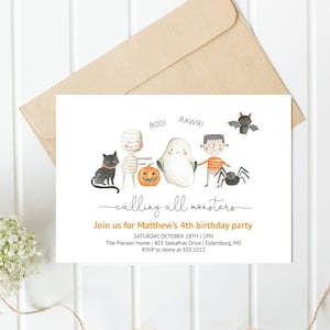 Monster Birthday Party Invitation | Halloween Birthday Party Invite | October Boy Birthday Party Invitation | Instant Download, N52